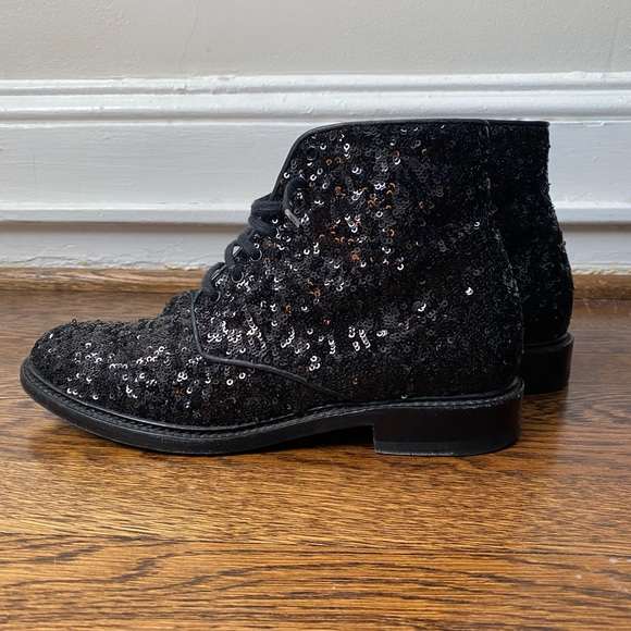 SAINT LAURENT Dylan Paillette Ankle Boots - Picture 2 of 8